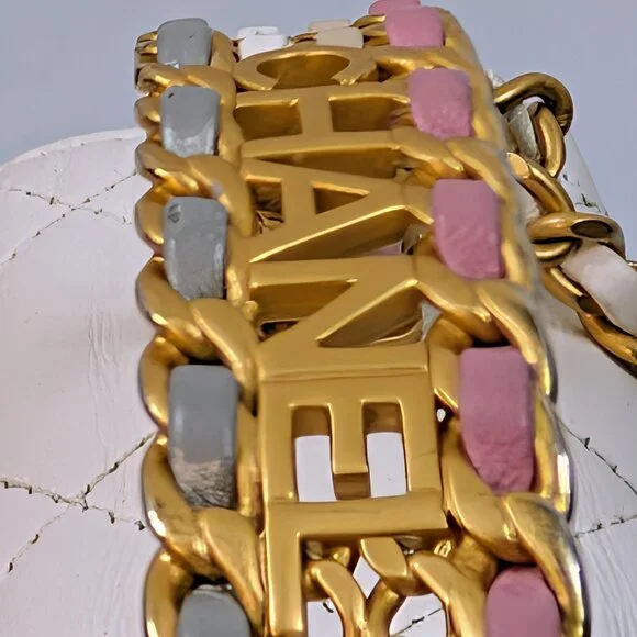 Chanel 19 White Lambskin Small Flap Bag with Pink/Blue Hardware - Picture 14 of 14